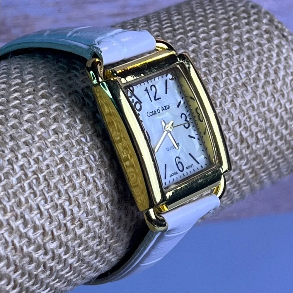 Cote d'Azur Gold and White Watch w/ floating numbers- Not Tested